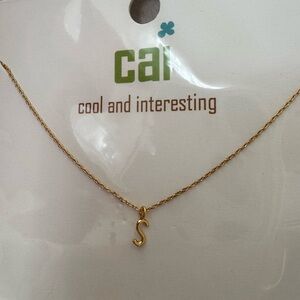 Gold Mini Initial 'S' Necklace by Cai NWT